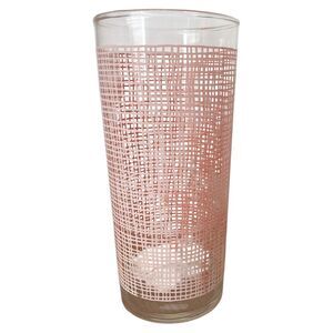 Pink Federal Glass Basketweave 6.75” Tall Tumbler Retro Barware